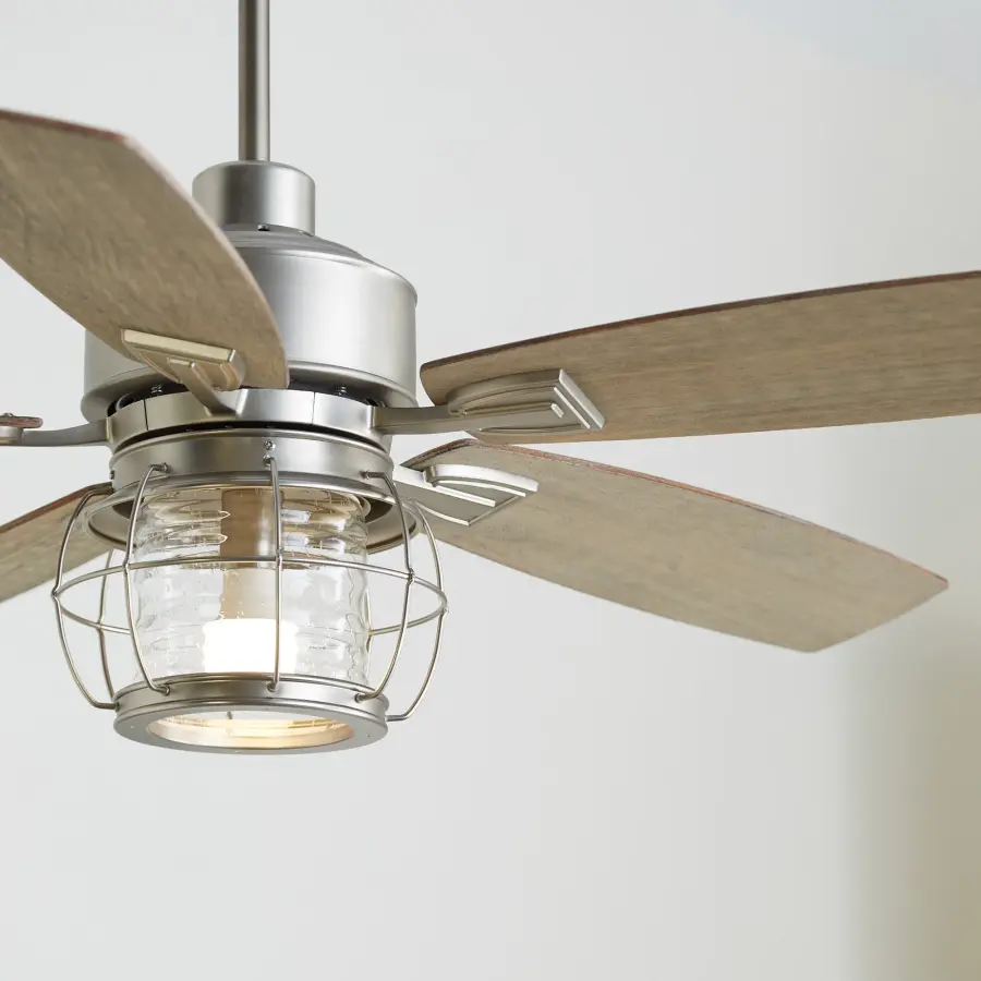 Galveston 52" Satin Nickel Modern Farmhouse Ceiling Fan - Image 3