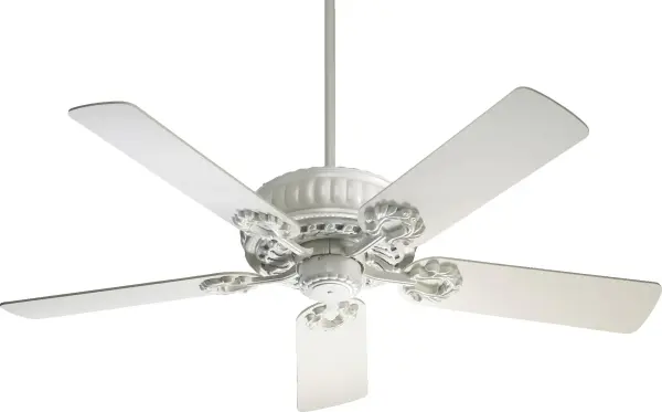 The Empress 52" ceiling fan delivers exceptional 5042 CFM airflow in a timeless traditional design. Its studio white finish and detailed styling bring elegant sophistication to any room while the high-efficiency motor ensures reliable performance.