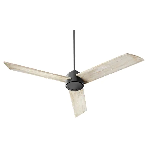 The Trio combines contemporary three-blade design with rustic Weathered Oak blades and contrasting Noir finish. At 60 inches with 14-degree pitch, it delivers excellent airflow for large spaces while adding modern farmhouse charm.