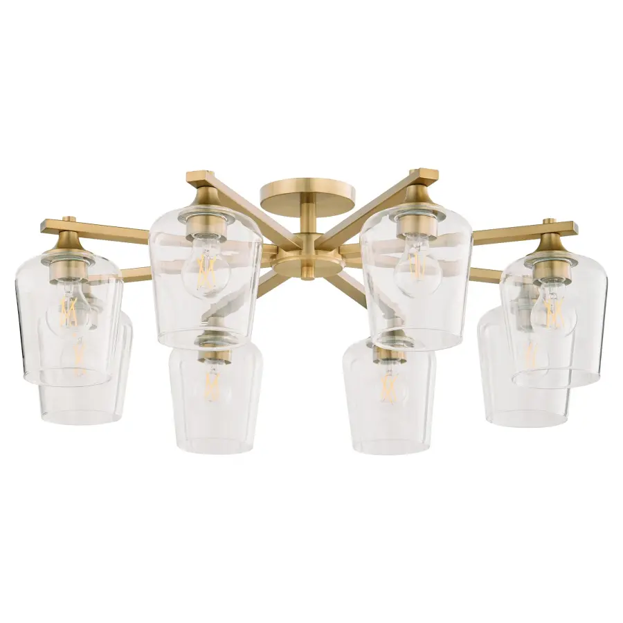 Veno 8-Light Ceiling Mount in Aged Brass - Image 1