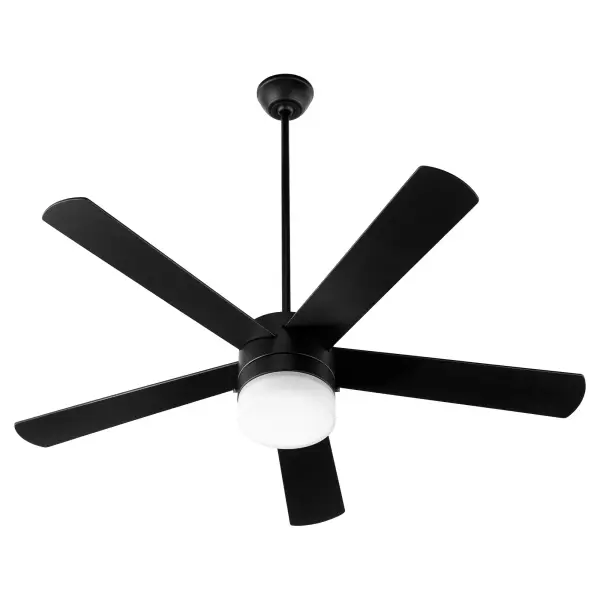 The Maxwell 52" ceiling fan combines striking monochrome aesthetics with practical functionality. Its five-blade system and integrated LED lighting make it ideal for modern spaces requiring both style and efficient air circulation.