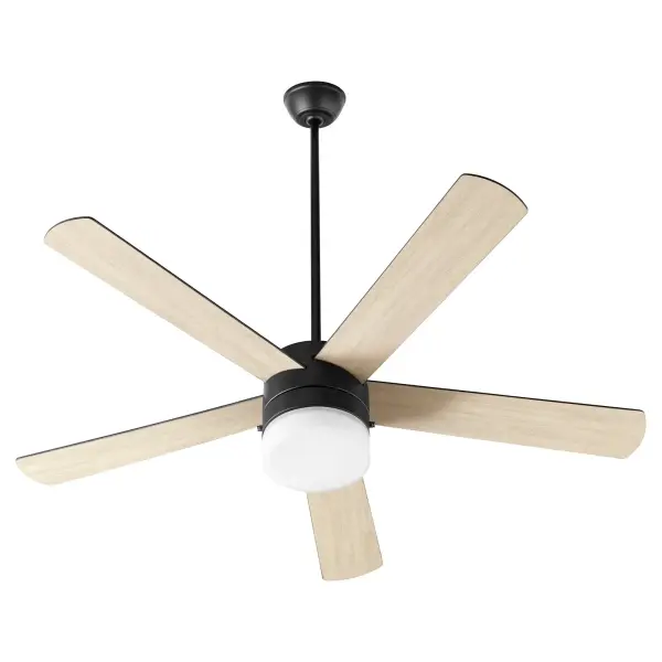 The Maxwell 52" ceiling fan combines striking monochrome aesthetics with practical functionality. Its five-blade system and integrated LED lighting make it ideal for modern spaces requiring both style and efficient air circulation. - alternate view