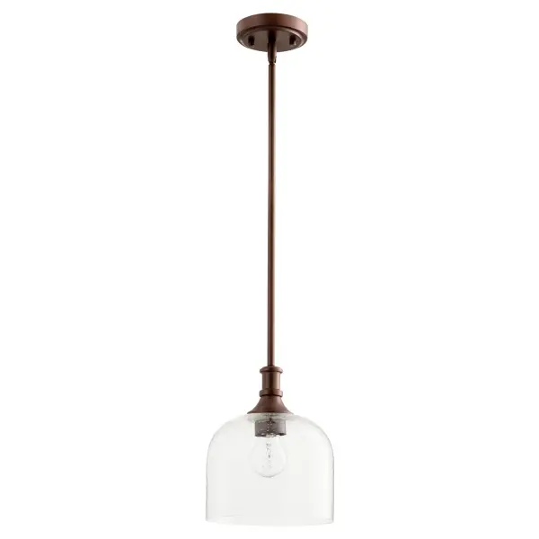 Richmond Oiled Bronze Pendant with Clear Seeded Glass - Image 1