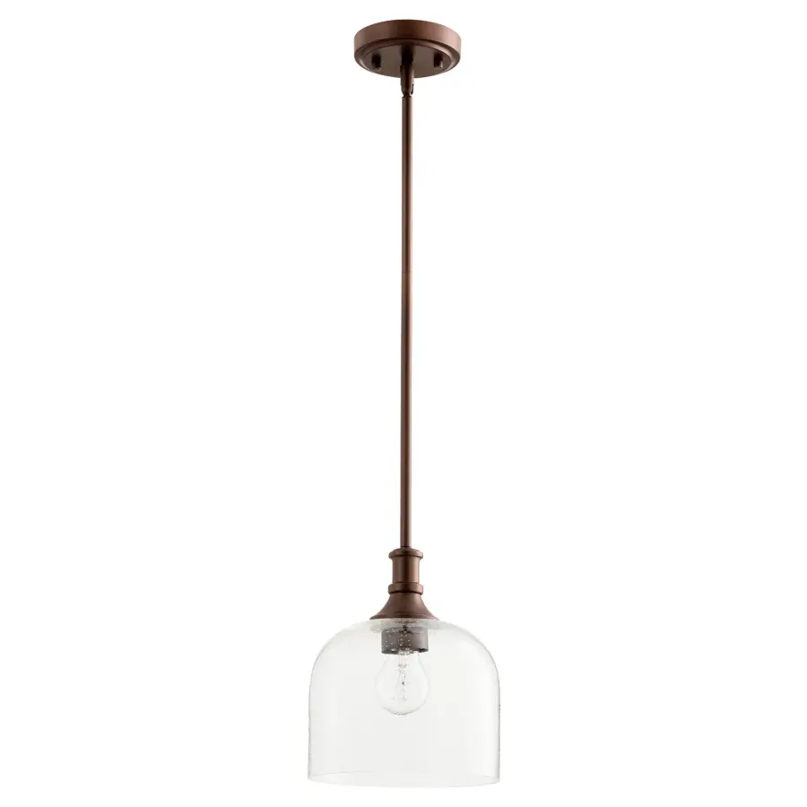 Richmond Oiled Bronze Pendant with Clear Seeded Glass - Image 1
