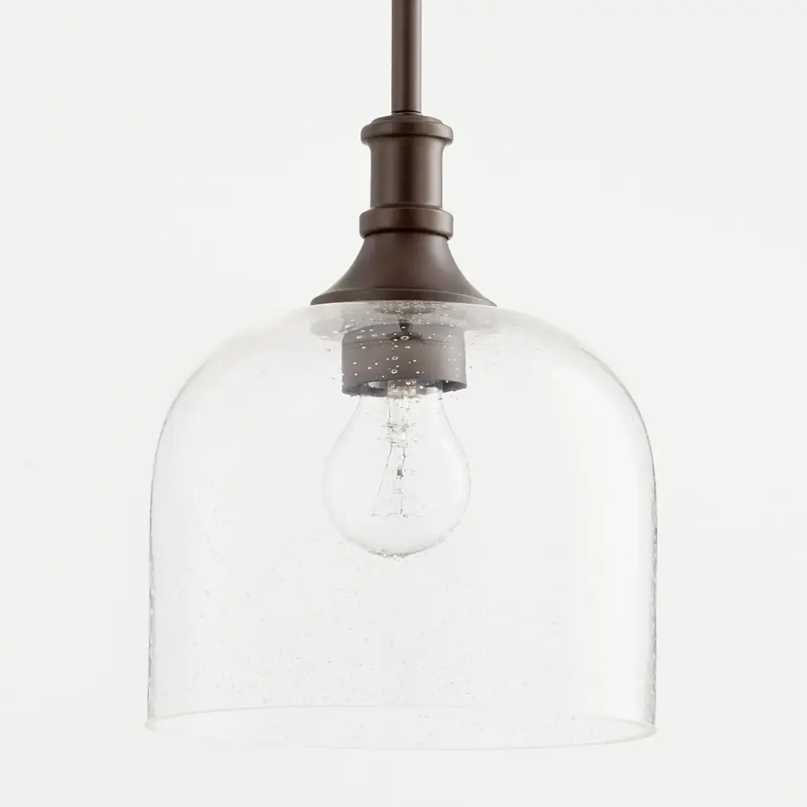 Richmond Oiled Bronze Pendant with Clear Seeded Glass - Image 2