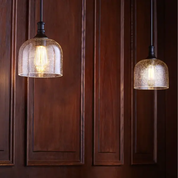Richmond Oiled Bronze Pendant with Clear Seeded Glass - Image 5