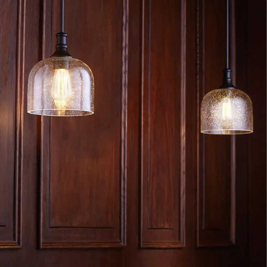 Richmond Oiled Bronze Pendant with Clear Seeded Glass - Image 5
