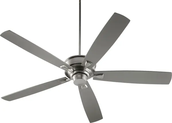 The Alton 70" ceiling fan blends transitional elegance with contemporary flair through its distinctive triangular arms and square-tip blades. The satin nickel finish provides timeless sophistication while delivering efficient cooling for spacious rooms.