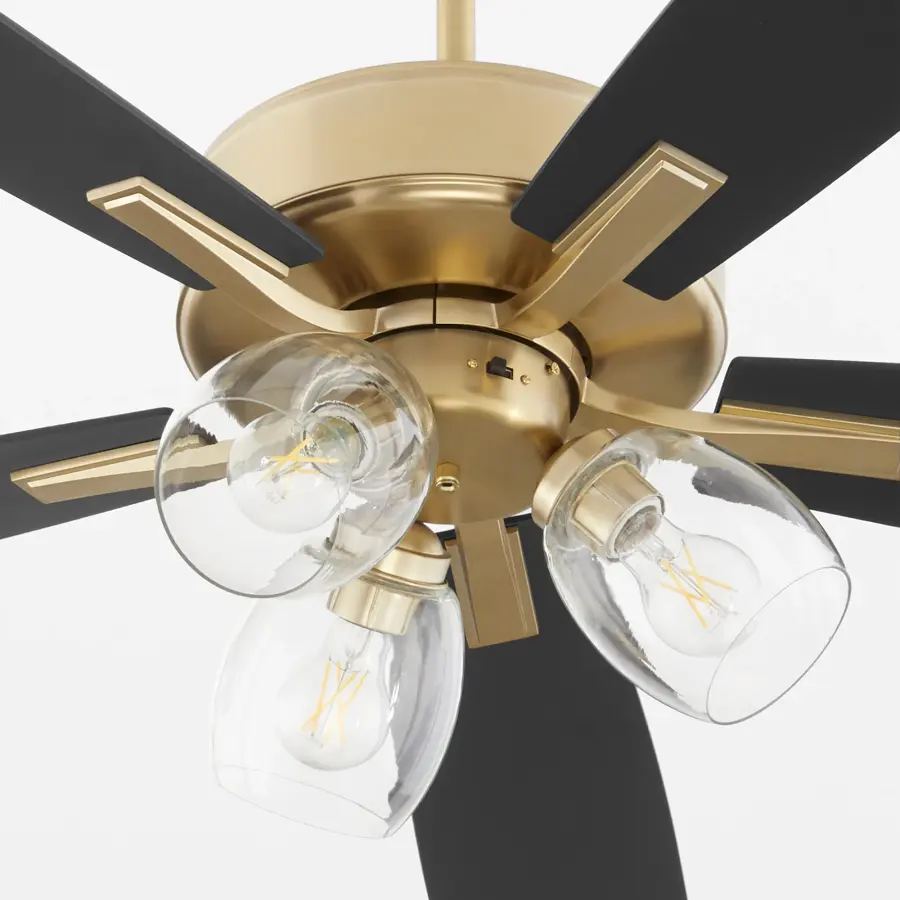 Elegant Transitional Fan with Warm Brass Finish & Clear Glass Shades - Image 5