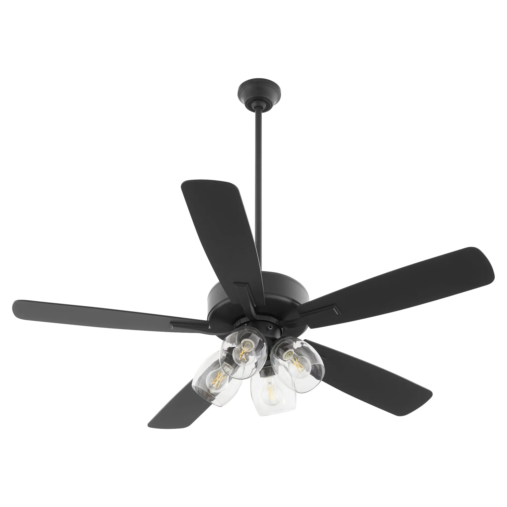 Ovation 4-Light Ceiling Fan with Clear Glass - Matte Black & Walnut