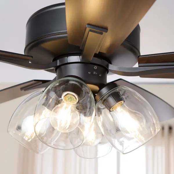 Sleek Transitional Fan with Modern Curved Blades & Warm Wood Accents - Image 8