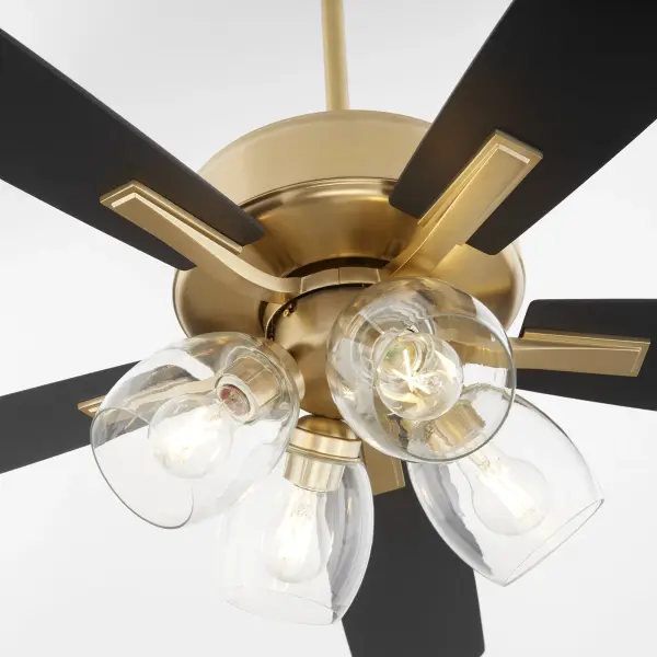 Elegant Transitional Fan with Warm Brass Finish and Clear Glass Lighting - Image 3