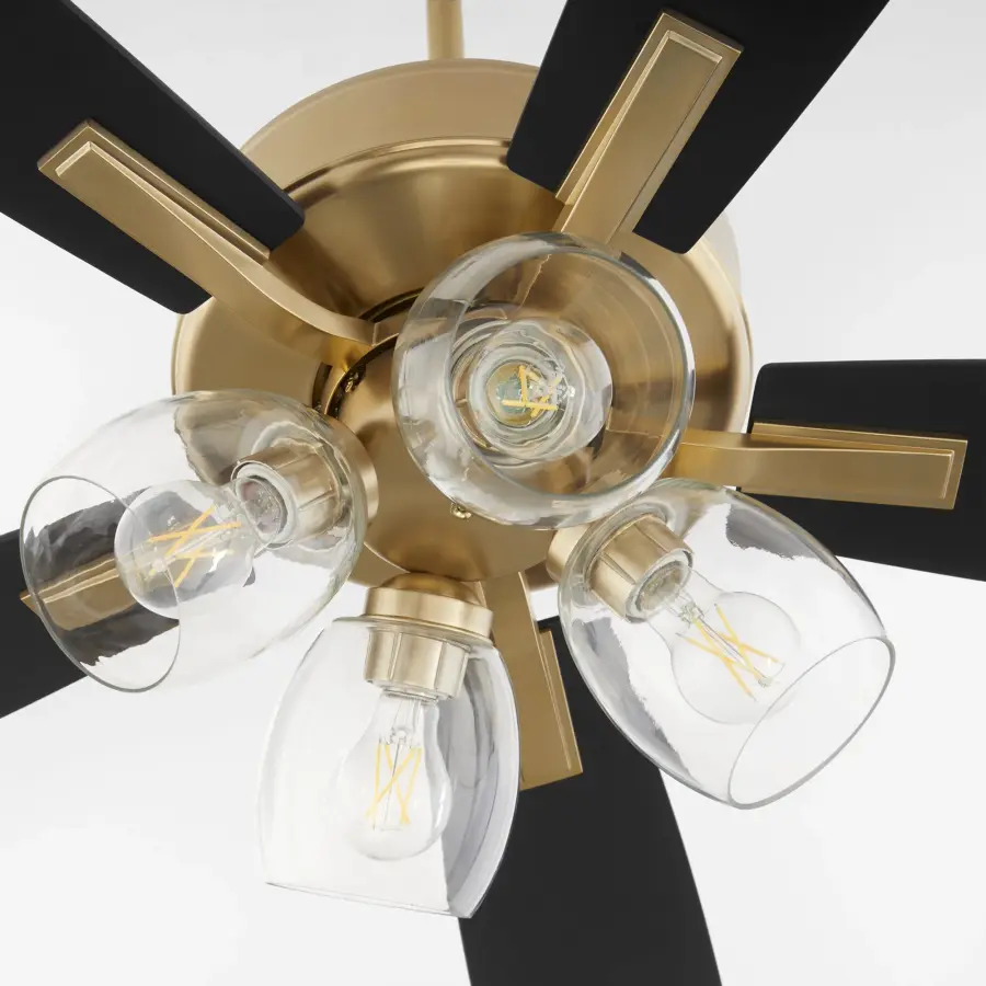 Elegant Transitional Fan with Warm Brass Finish and Clear Glass Lighting - Image 6