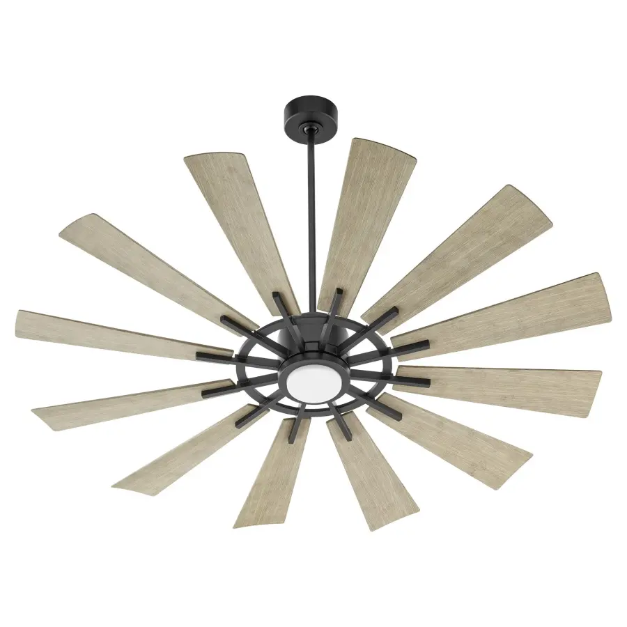 Cirque 60" Outdoor Ceiling Fan in Matte Black with Weathered Gray Blades - Image 1