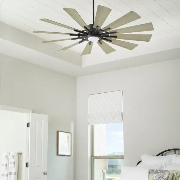 Cirque 60" Outdoor Ceiling Fan in Matte Black with Weathered Gray Blades - Image 5