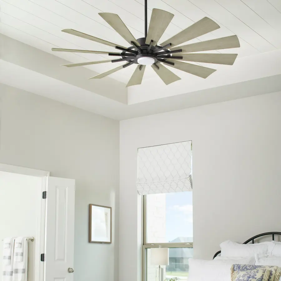 Cirque 60" Outdoor Ceiling Fan in Matte Black with Weathered Gray Blades - Image 5