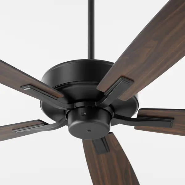 The Ovation delivers reliable cooling comfort with its sleek 60-inch blade span and modern matte black finish. Featuring slightly curved blades and modest housing, this fan combines functional performance with contemporary style. - alternate view