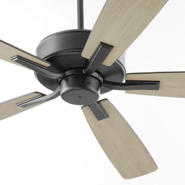 The Ovation delivers reliable cooling comfort with a sleek, modern design. Its 60-inch blade span and curved blade profile make it ideal for large rooms, while the matte black finish adds contemporary style. - alternate view
