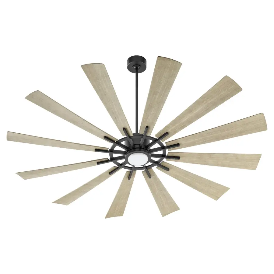 Cirque 72" Outdoor Ceiling Fan in Matte Black with Weathered Gray Blades - Image 1