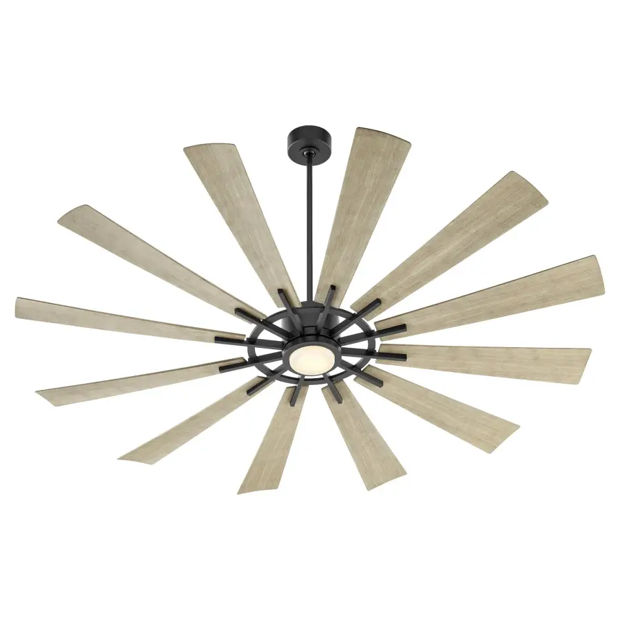 Cirque 72" Outdoor Ceiling Fan in Matte Black with Weathered Gray Blades - Image 2