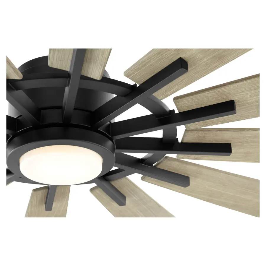 Cirque 72" Outdoor Ceiling Fan in Matte Black with Weathered Gray Blades - Image 3