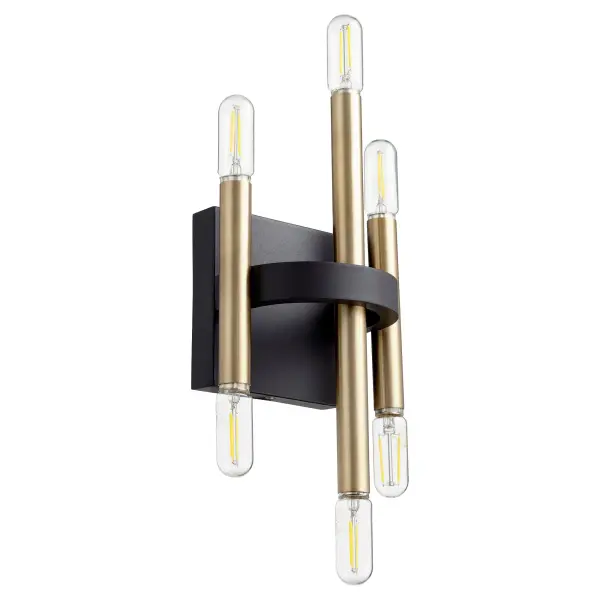 Luxe 6-Light Wall Mount in Black and Aged Brass