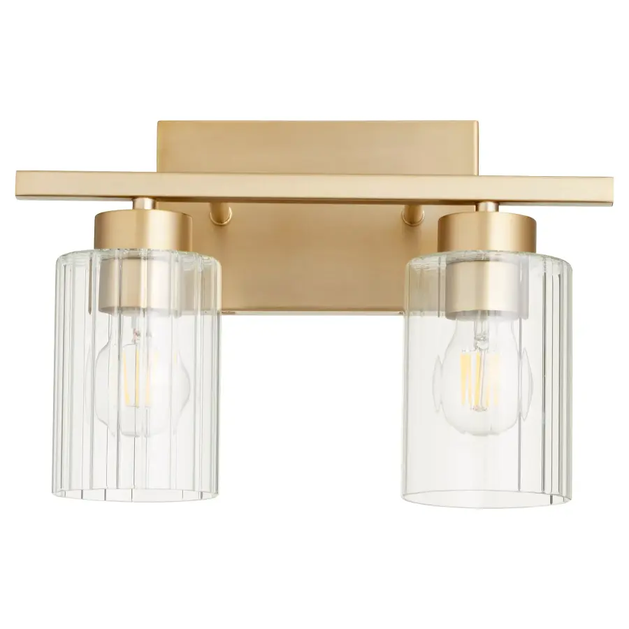 Clean-Lined Vanity Light with Timeless Aged Brass Finish - Image 1