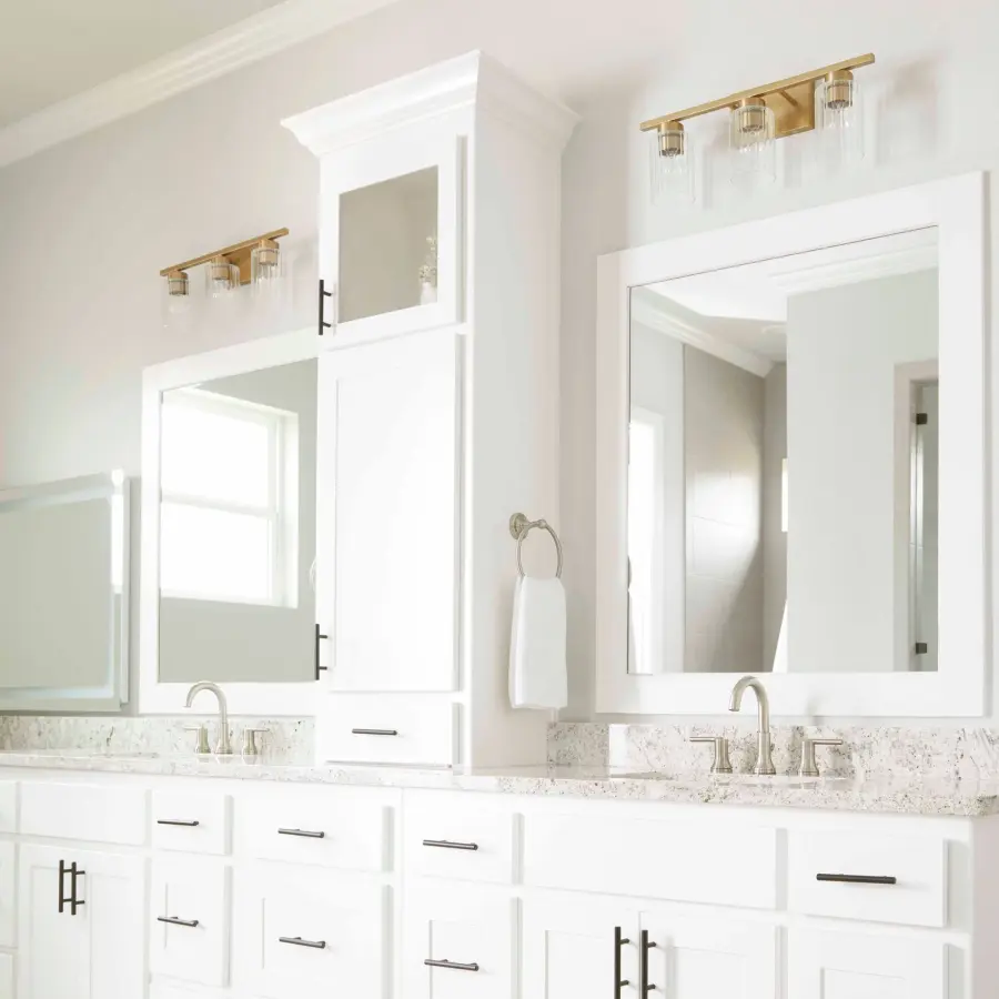 Clean-Lined Contemporary Vanity with Warm Aged Brass Finish - Image 4