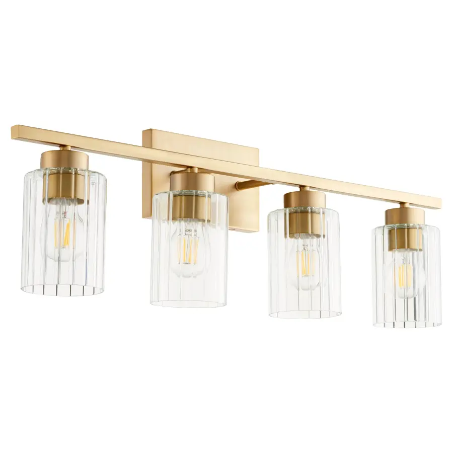 Clean-Lined Contemporary Vanity Light with Timeless Brass Finish - Image 1