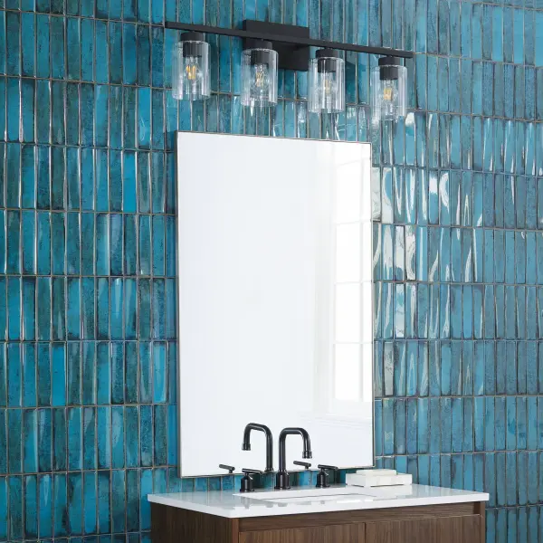 Clean-Lined Contemporary Vanity Light with Versatile Black Finish - Image 3