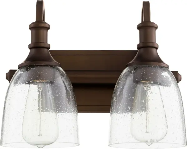 Richmond 2-Light Vanity in Oiled Bronze with Clear Seeded Glass