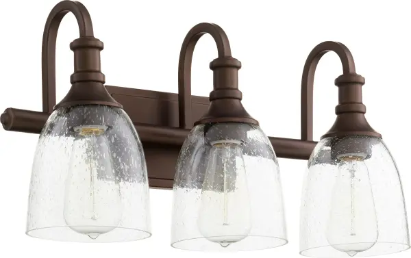 Richmond 3-Light Vanity in Oiled Bronze with Clear Seeded Glass