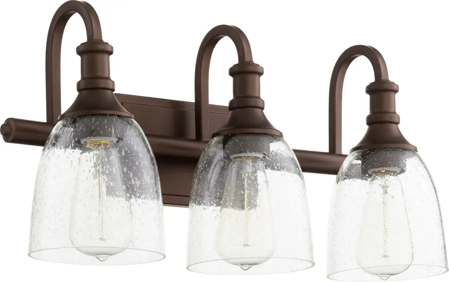 Richmond 3-Light Vanity in Oiled Bronze with Clear Seeded Glass