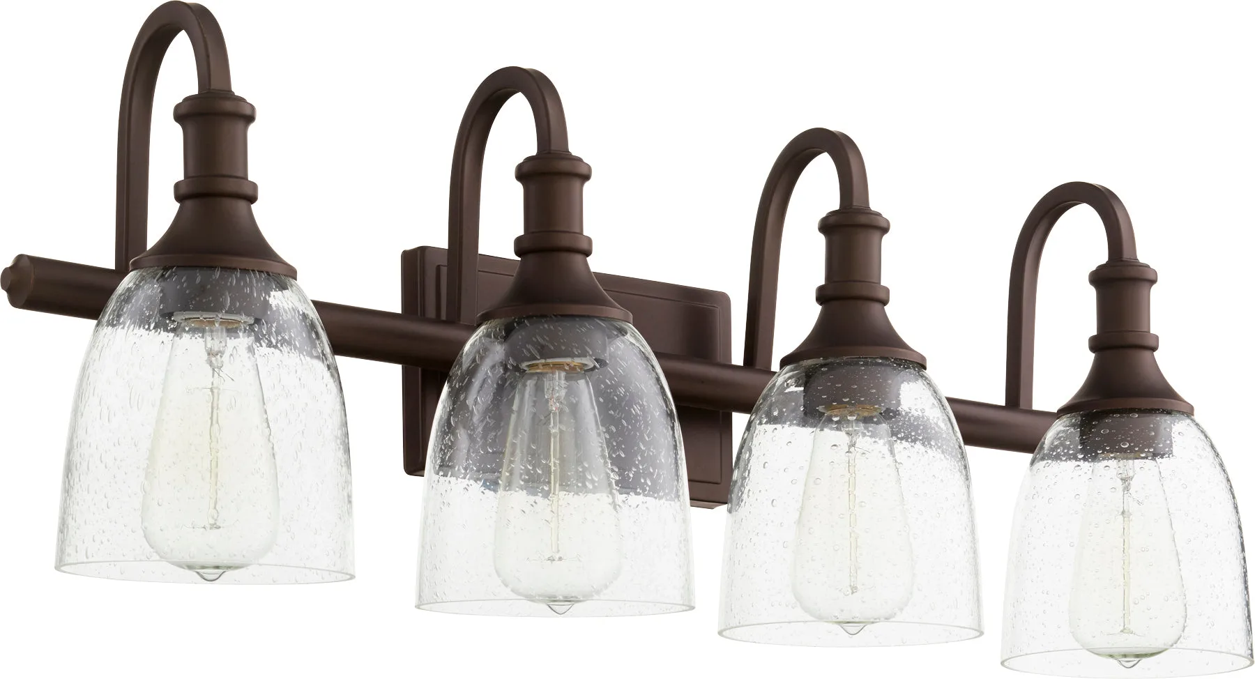 Richmond 4-Light Vanity in Oiled Bronze with Clear Seeded Glass
