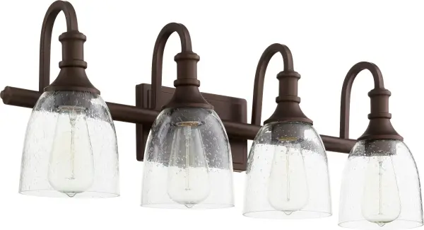 Richmond 4-Light Vanity in Oiled Bronze with Clear Seeded Glass