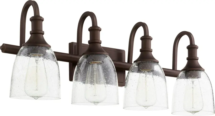 Richmond 4-Light Vanity in Oiled Bronze with Clear Seeded Glass