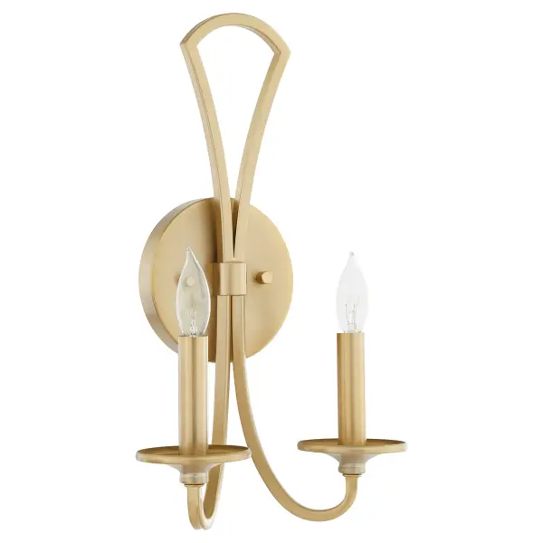 The Maryse 2-Light Wall Sconce brings traditional sophistication with its aged brass finish and elongated curves. Perfect for adding warm, ambient lighting to hallways, bathrooms, and bedrooms with classic appeal.