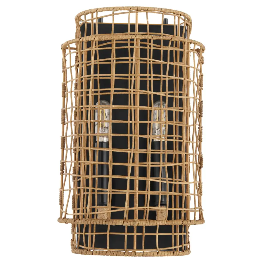 Abaca 2-Light Wall Sconce in Matte Black - Image 1