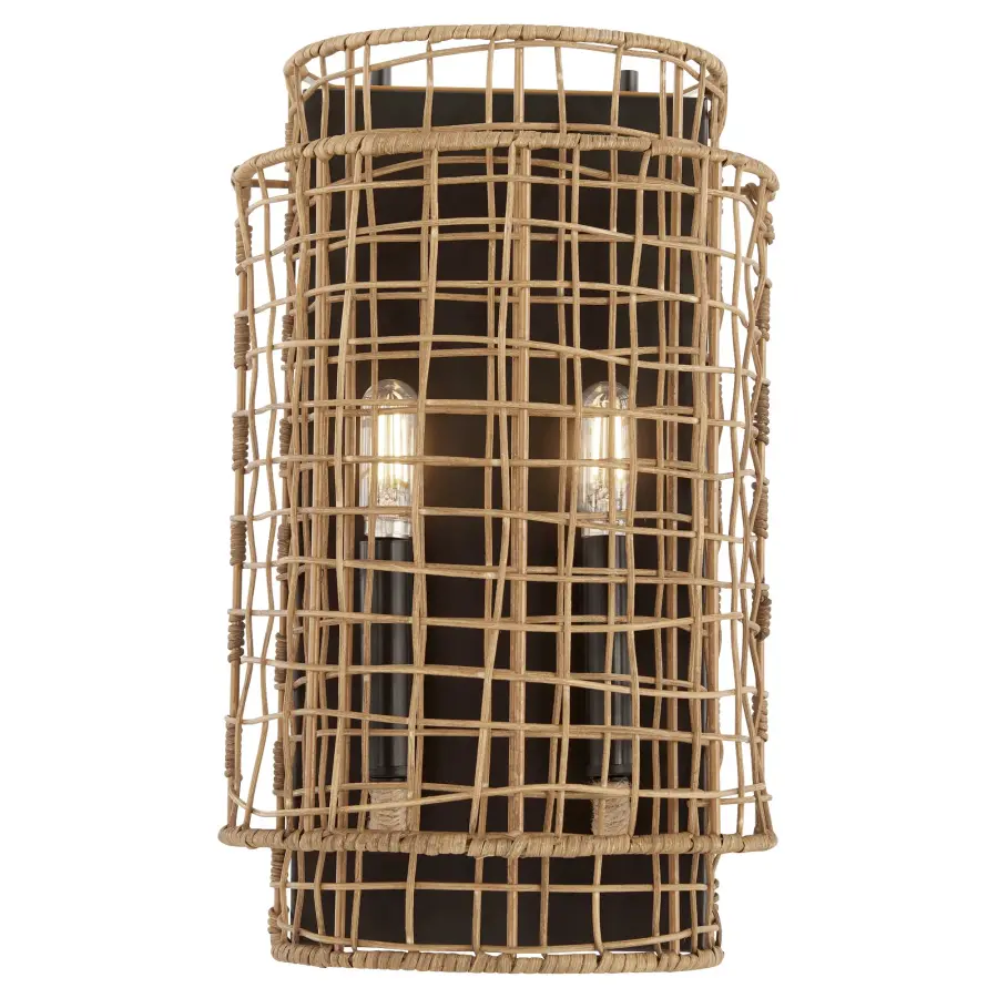 Abaca 2-Light Wall Sconce in Matte Black - Image 2