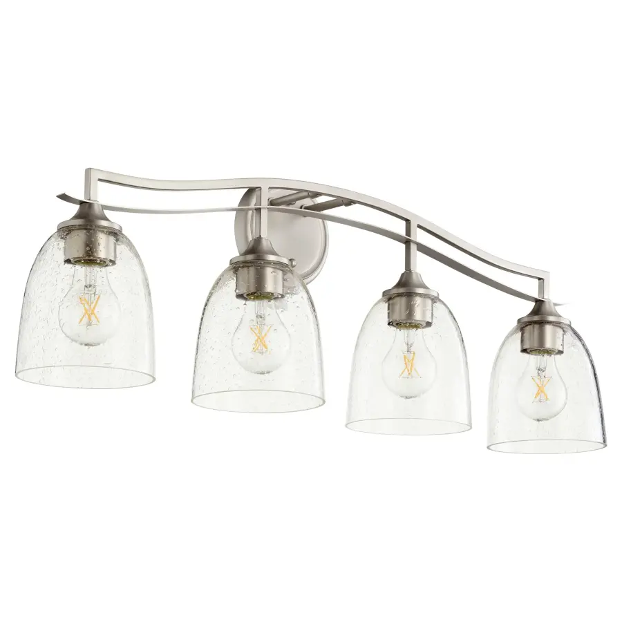 Jardin 4-Light Vanity in Satin Nickel with Clear Seeded Glass - Image 1
