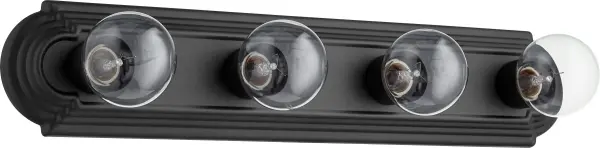 This 4-light vanity fixture combines classic traditional styling with elegant curves and a rich black Noir finish. Perfect for bathrooms seeking a sophisticated, timeless aesthetic at an accessible price point.
