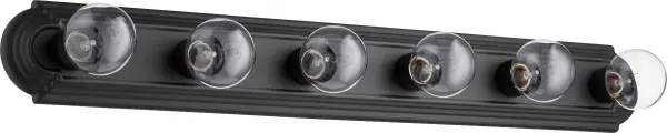 This 6-light vanity combines elegant curves with a rich black Noir finish for a sophisticated traditional aesthetic. Perfect for larger bathrooms, it provides ample illumination while coordinating beautifully with various decor styles.