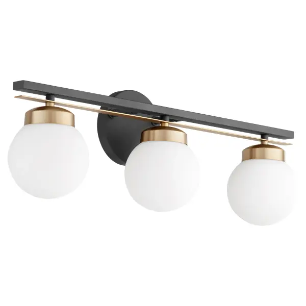 Nimbus 3-Light Vanity in Black with Aged Brass - Image 1