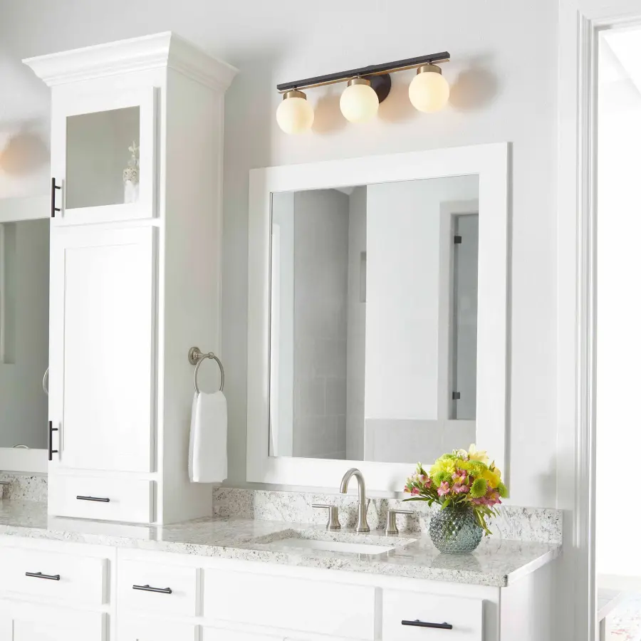 Nimbus 3-Light Vanity in Black with Aged Brass - Image 3
