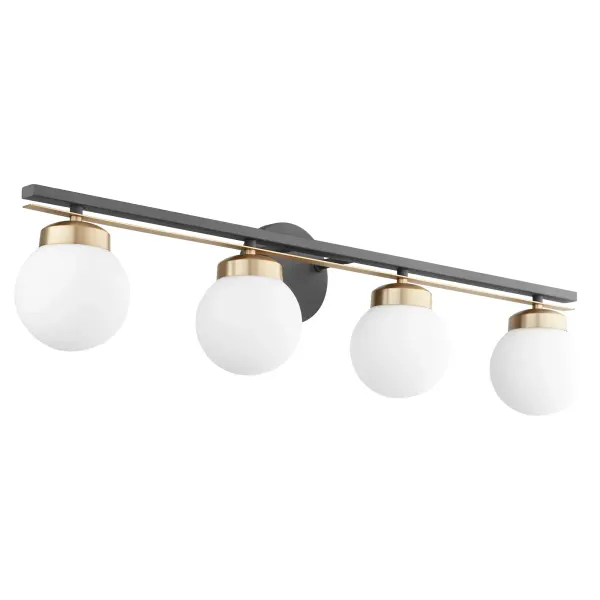 Nimbus 4-Light Vanity in Black with Aged Brass - Image 1