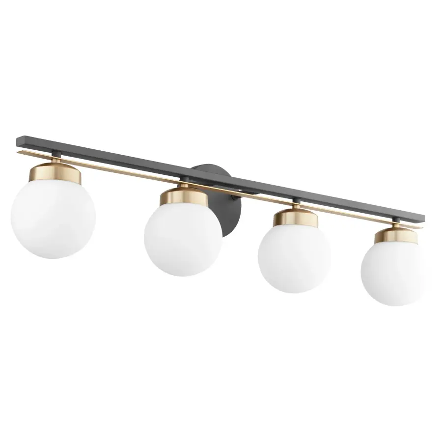 Nimbus 4-Light Vanity in Black with Aged Brass - Image 1