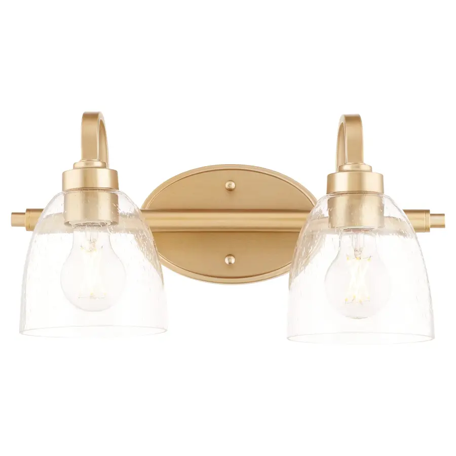 Reyes 2-Light Vanity in Aged Brass with Clear Seeded Glass - Image 2