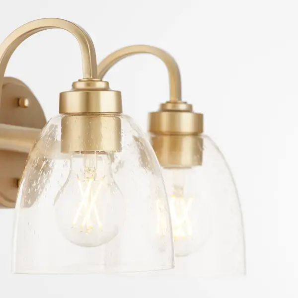 Reyes 2-Light Vanity in Aged Brass with Clear Seeded Glass - Image 4