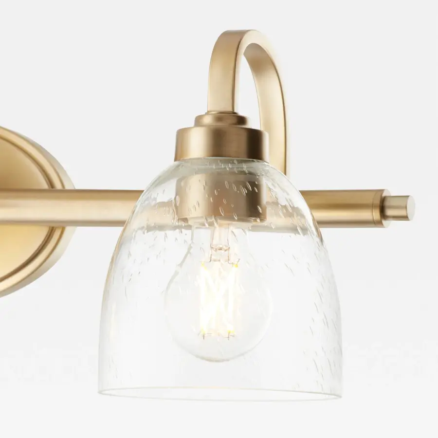 Reyes 3-Light Vanity in Aged Brass with Clear Seeded Glass - Image 4