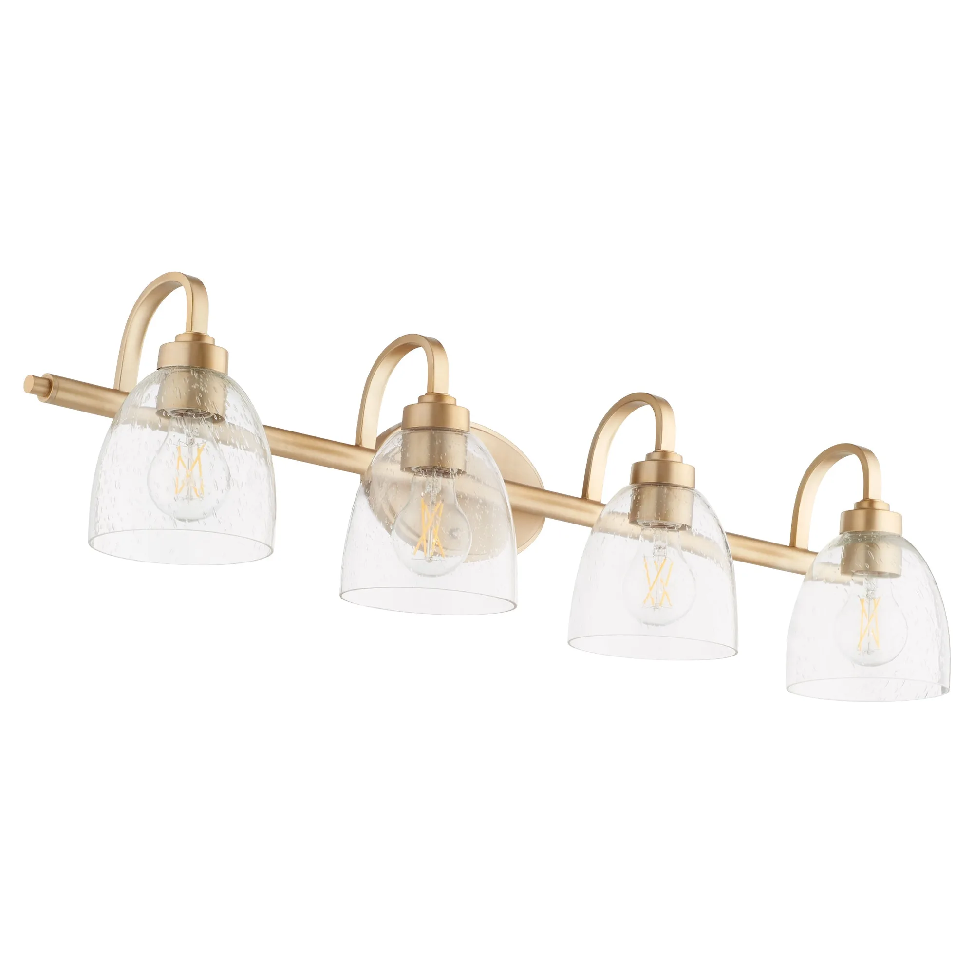 Reyes 4-Light Vanity in Aged Brass with Clear Seeded Glass